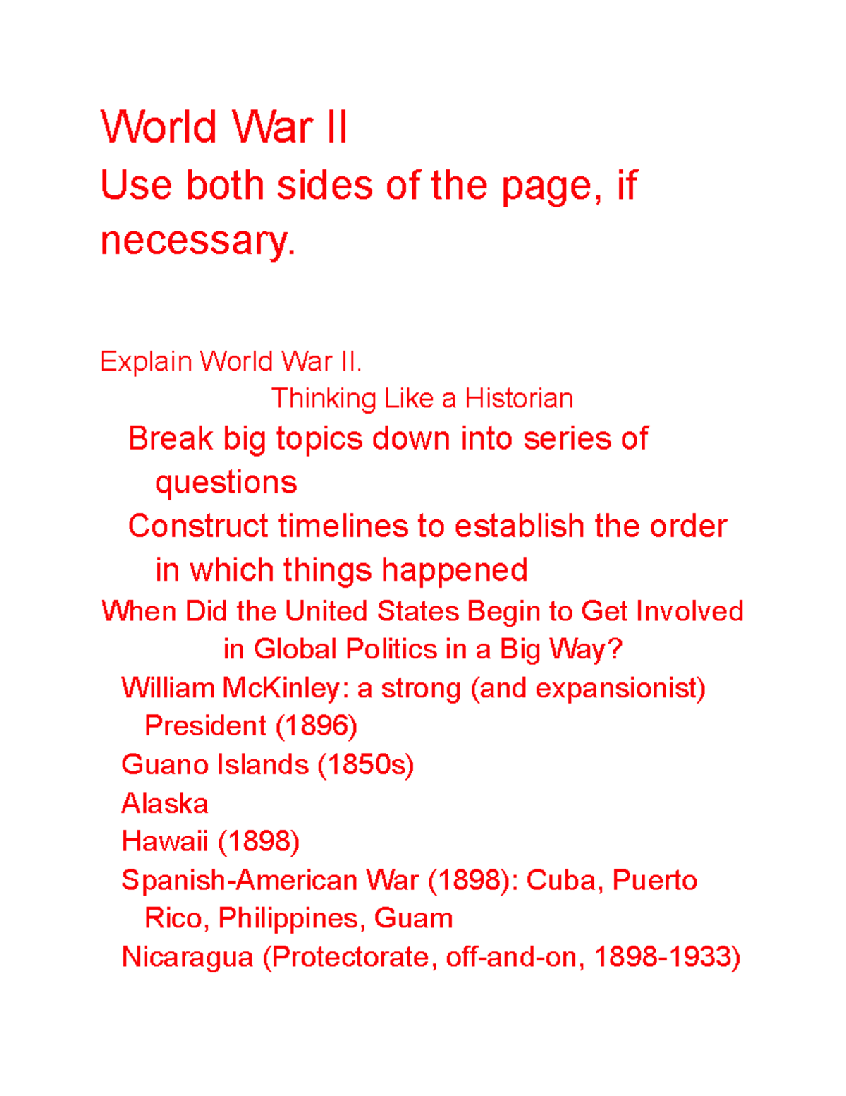 History ww22 ww2 World War II Use both sides of the page, if
