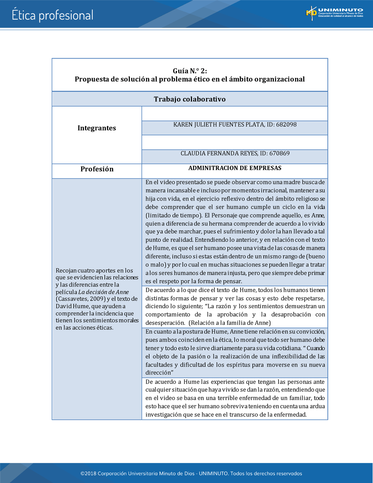 Propuesta De Solución Al Problema ético En El ámbito Organizacional Guía N° 2 Propuesta De 9072