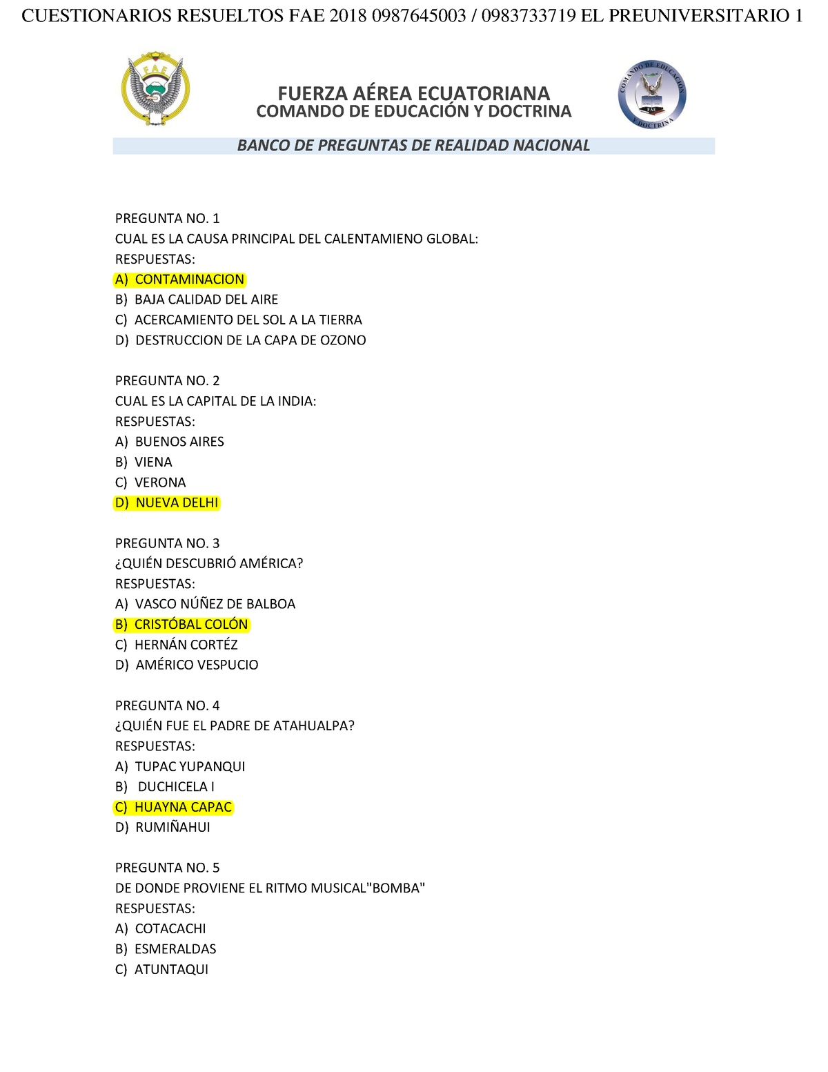 Realidad Nacional 2018 Resuelto - FUERZA AÉREA ECUATORIANA COMANDO DE ...