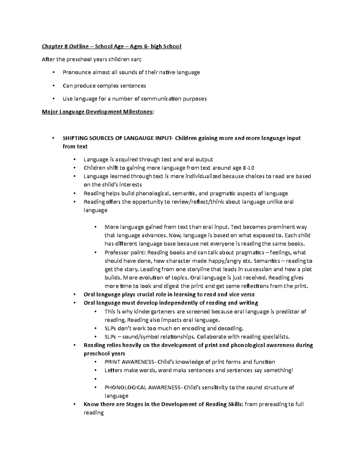 Chapter 8 Outline - School Age - Chapter 8 Outline – School Age – Ages ...