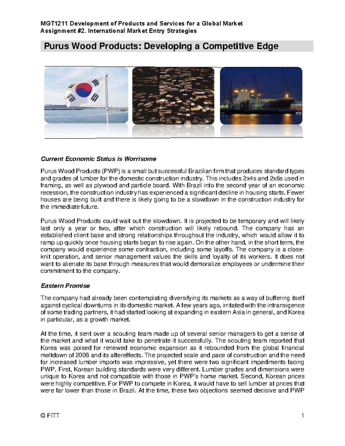 MGT1211-Assignment #2-Purus Wood Products - MGT1211 Development of ...