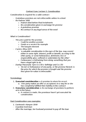 Lecture 5 notes - Contract law - Contract Law, Lecture 5 OSCOLA ...