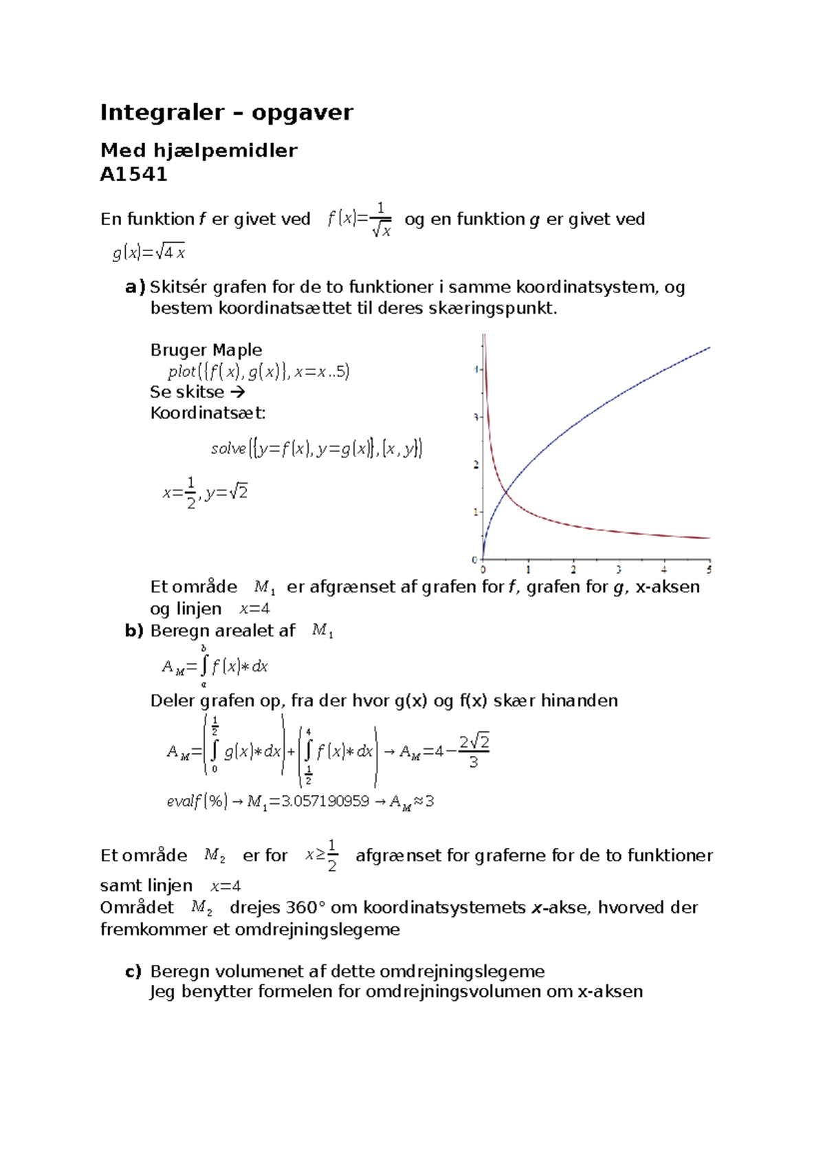 Integralregning - Opgaver Med Hjælpemidler - ####### Integraler ...