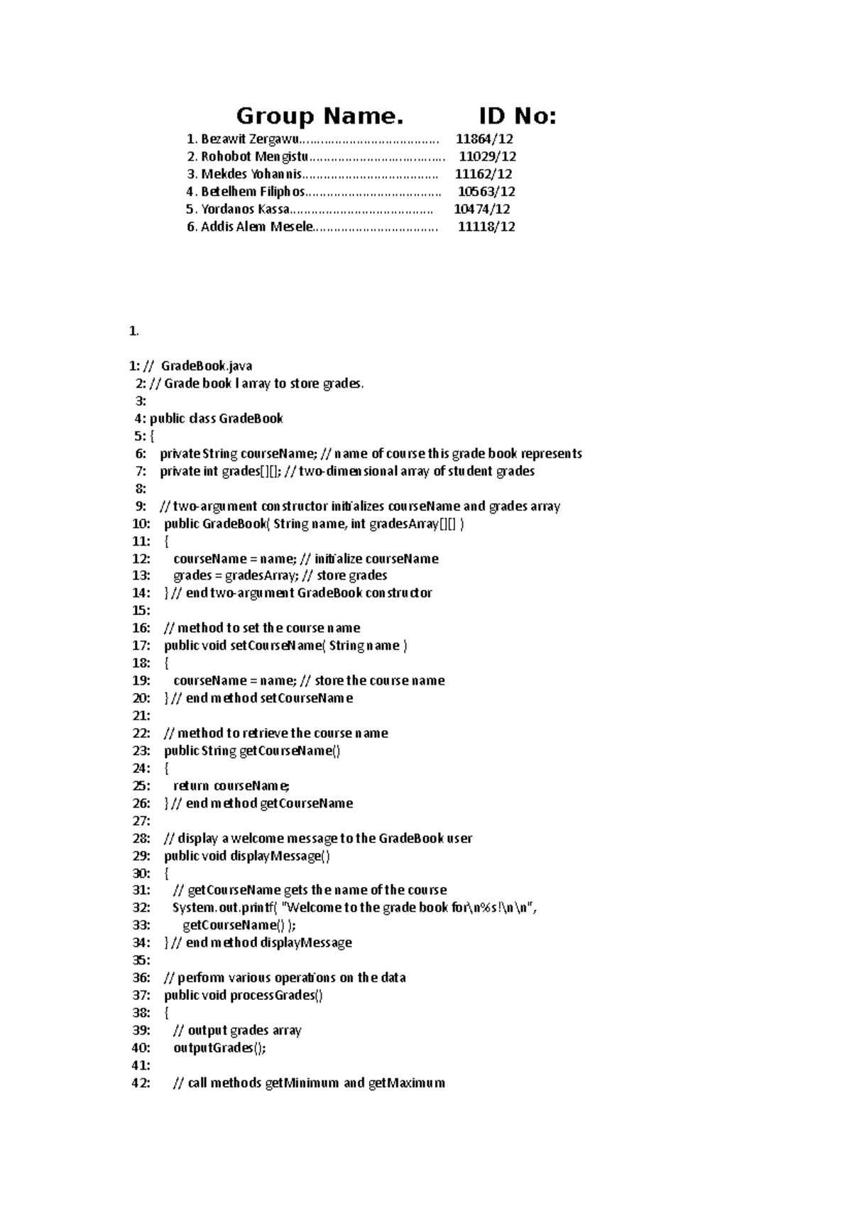 Oop Assignment - Group Name. ID No: Bezawit Zergawu