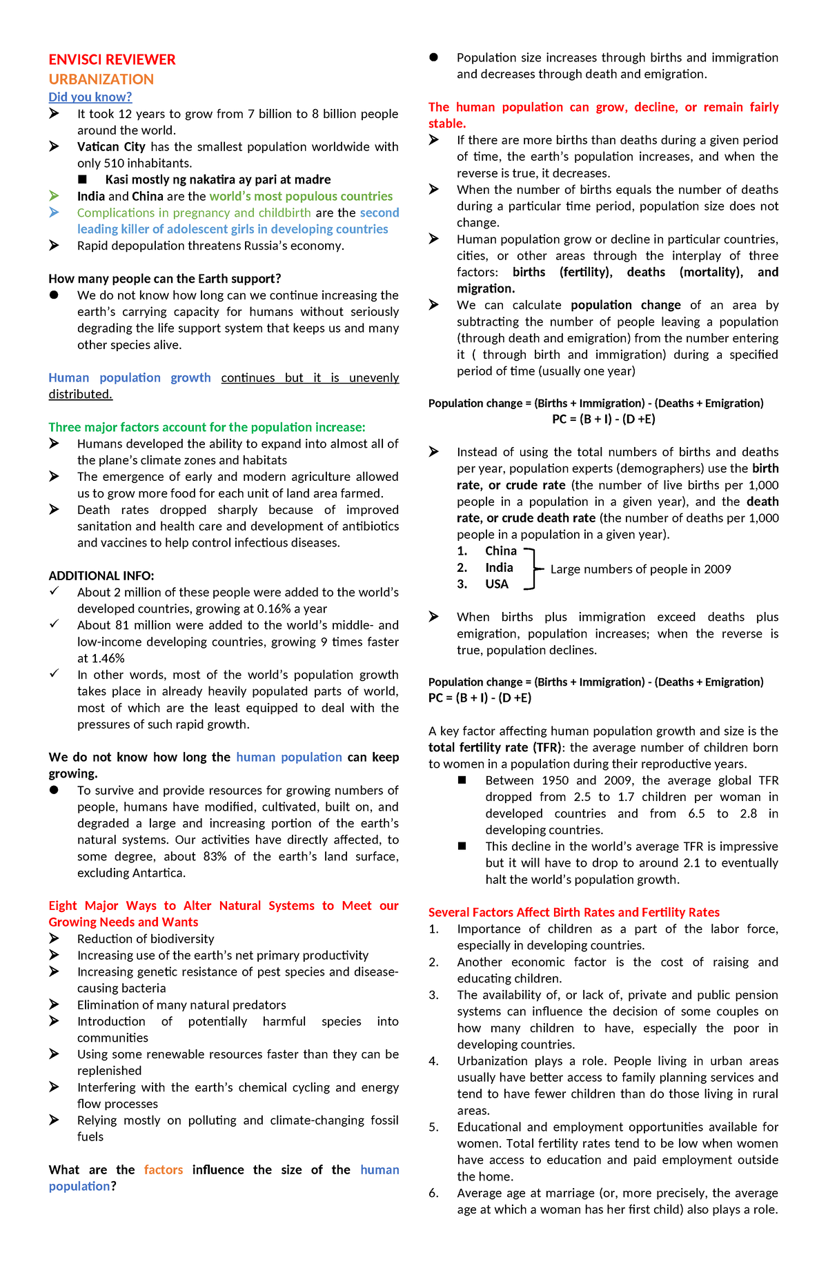 Envisci Reviewer - ,nmn - ENVISCI REVIEWER URBANIZATION Did You Know ...