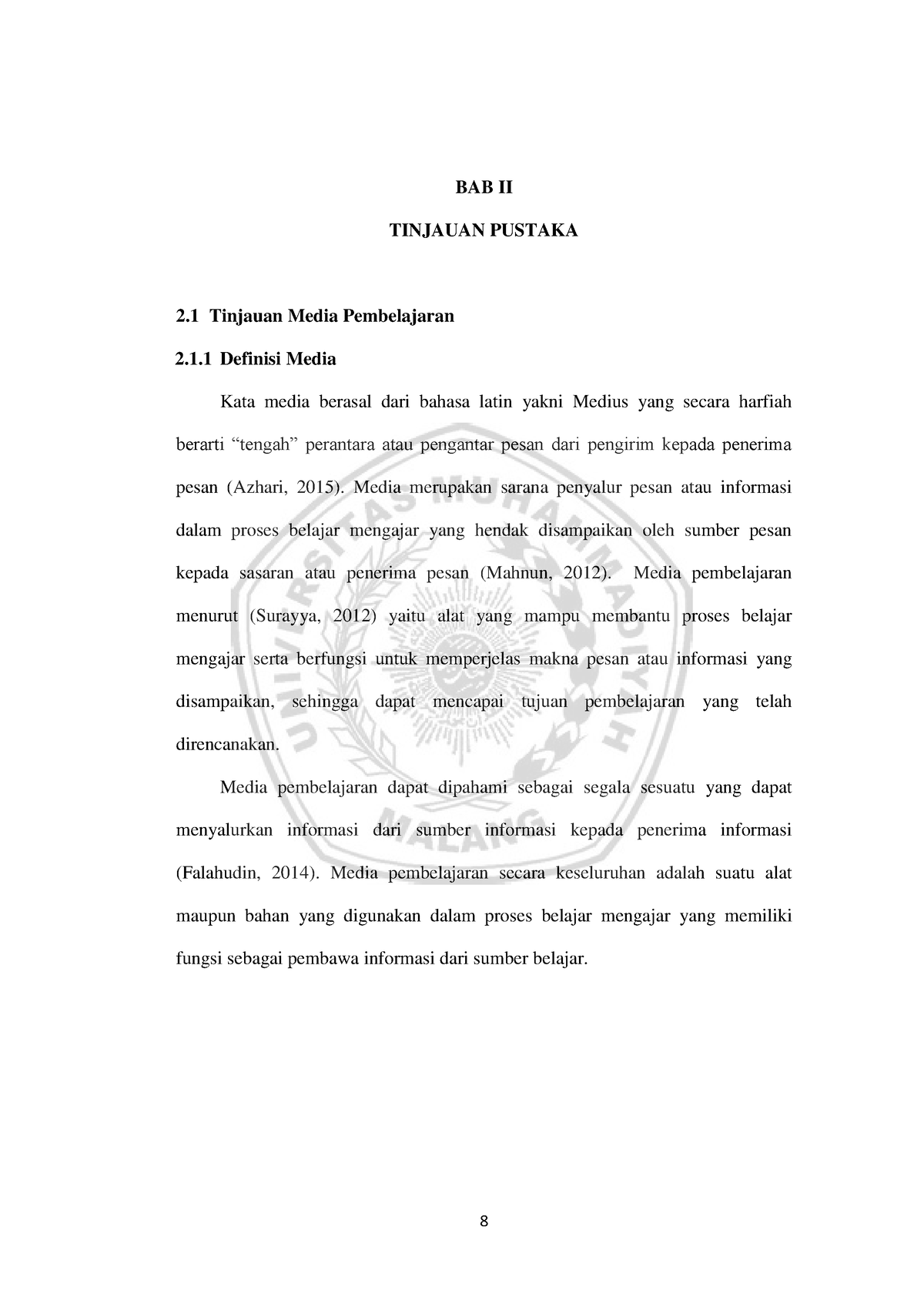 BAB 2 Tinjauan Pustaka Tinjauan Media Pembelajaran - 8 BAB II TINJAUAN ...