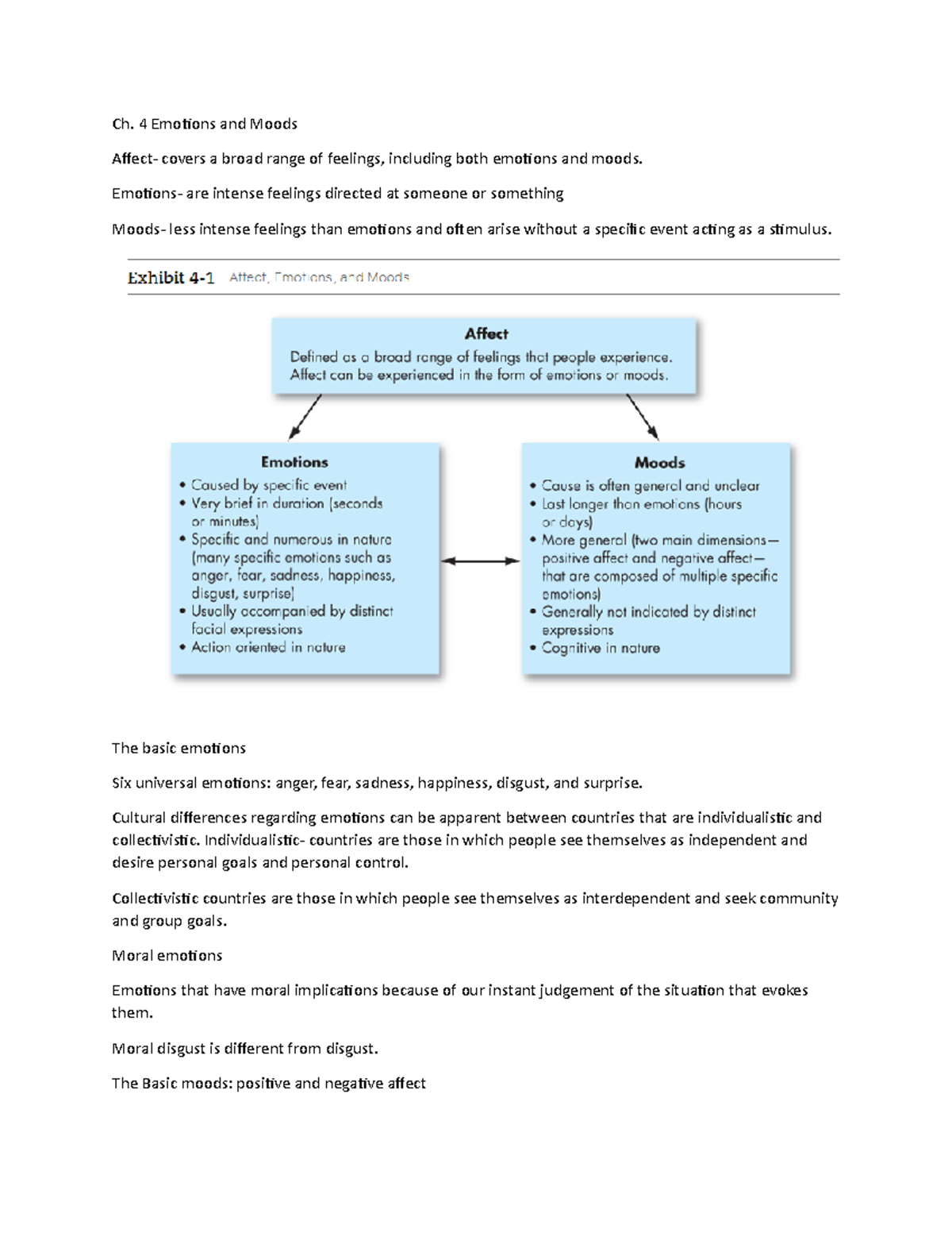 Ch. 4 BBM 301 - Ch. 4 Emotions And Moods Affect- Covers A Broad Range ...