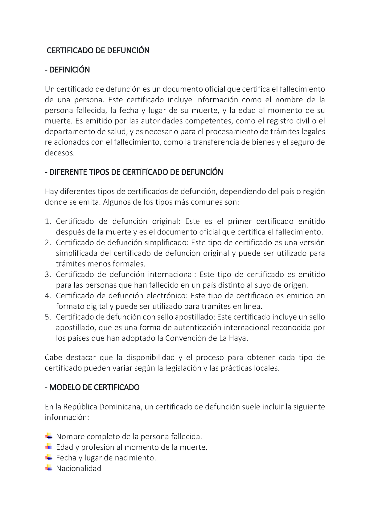 Certificaci N De Defunci N Certificado De Defuncin Definicin Un Certificado De Defunci N