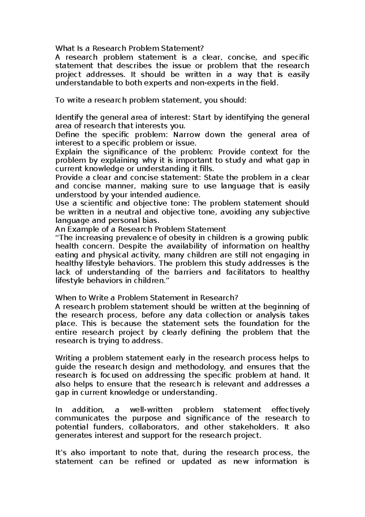 What Is a Research Problem Statement - It should be written in a way ...