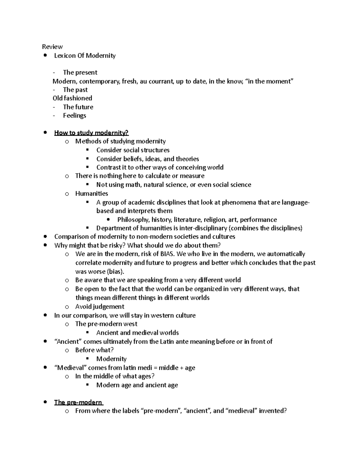 Lecture 2 Huma 1170 sep19 pre-modern vs modern - Review Lexicon Of ...