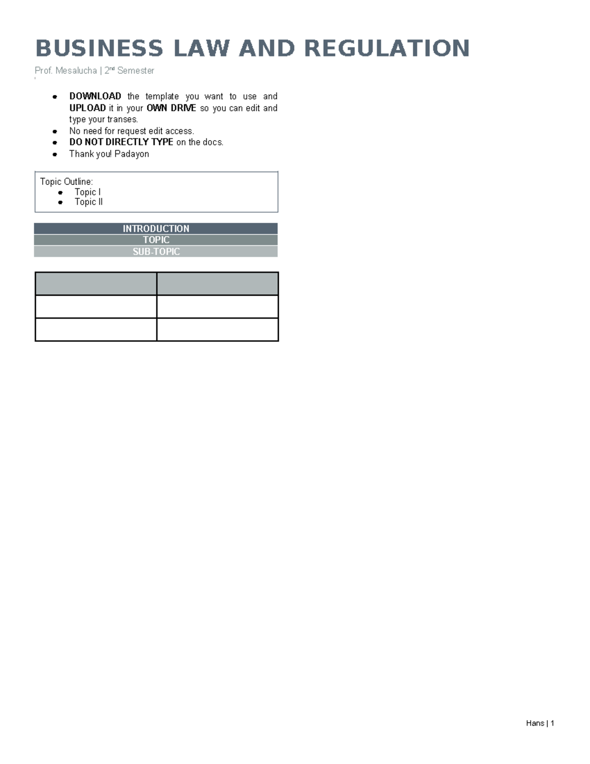 Business law and regulation - Intermediate accounting - BUSINESS LAW ...