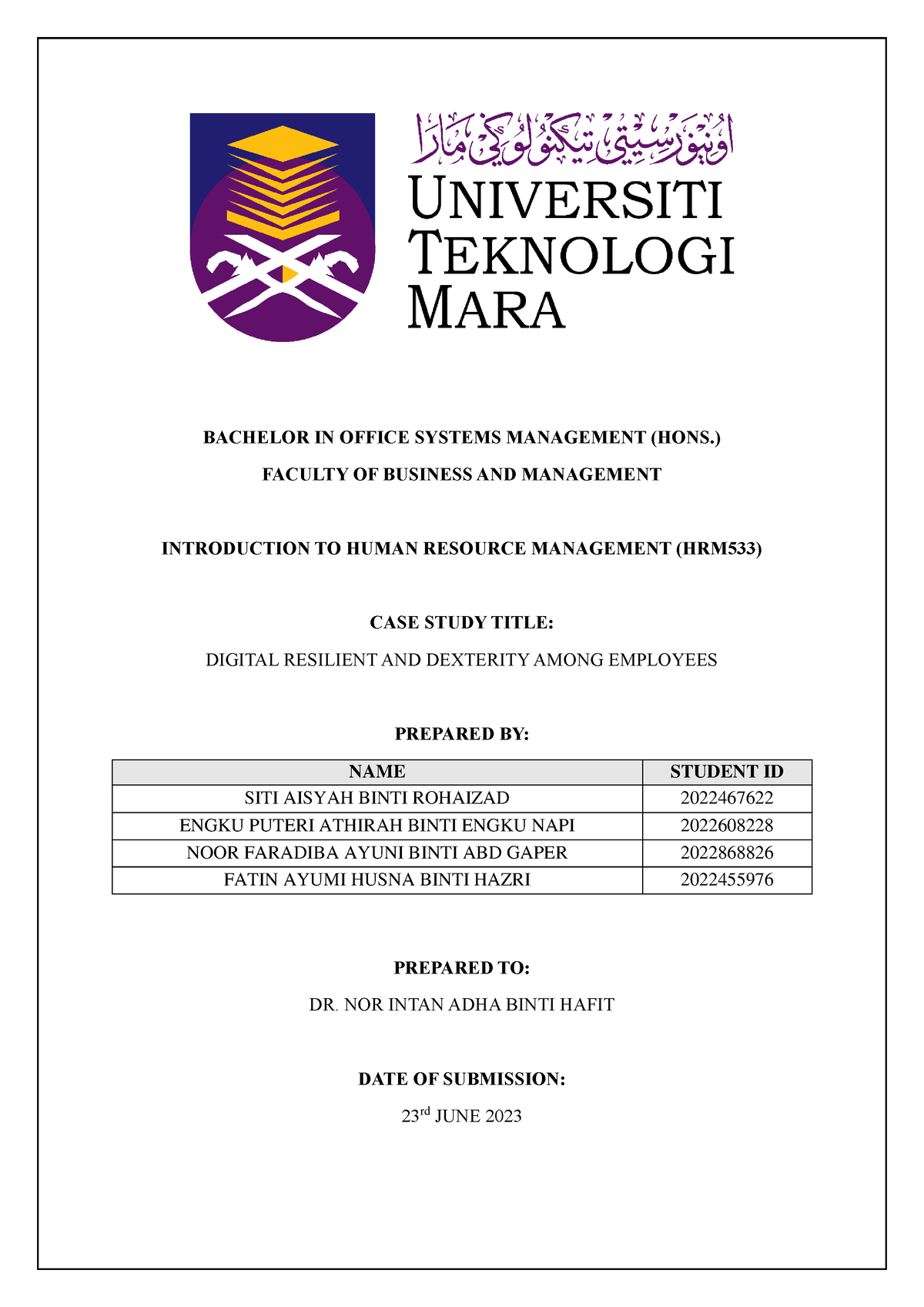 Current Issue - BACHELOR IN OFFICE SYSTEMS MANAGEMENT (HONS.) FACULTY ...