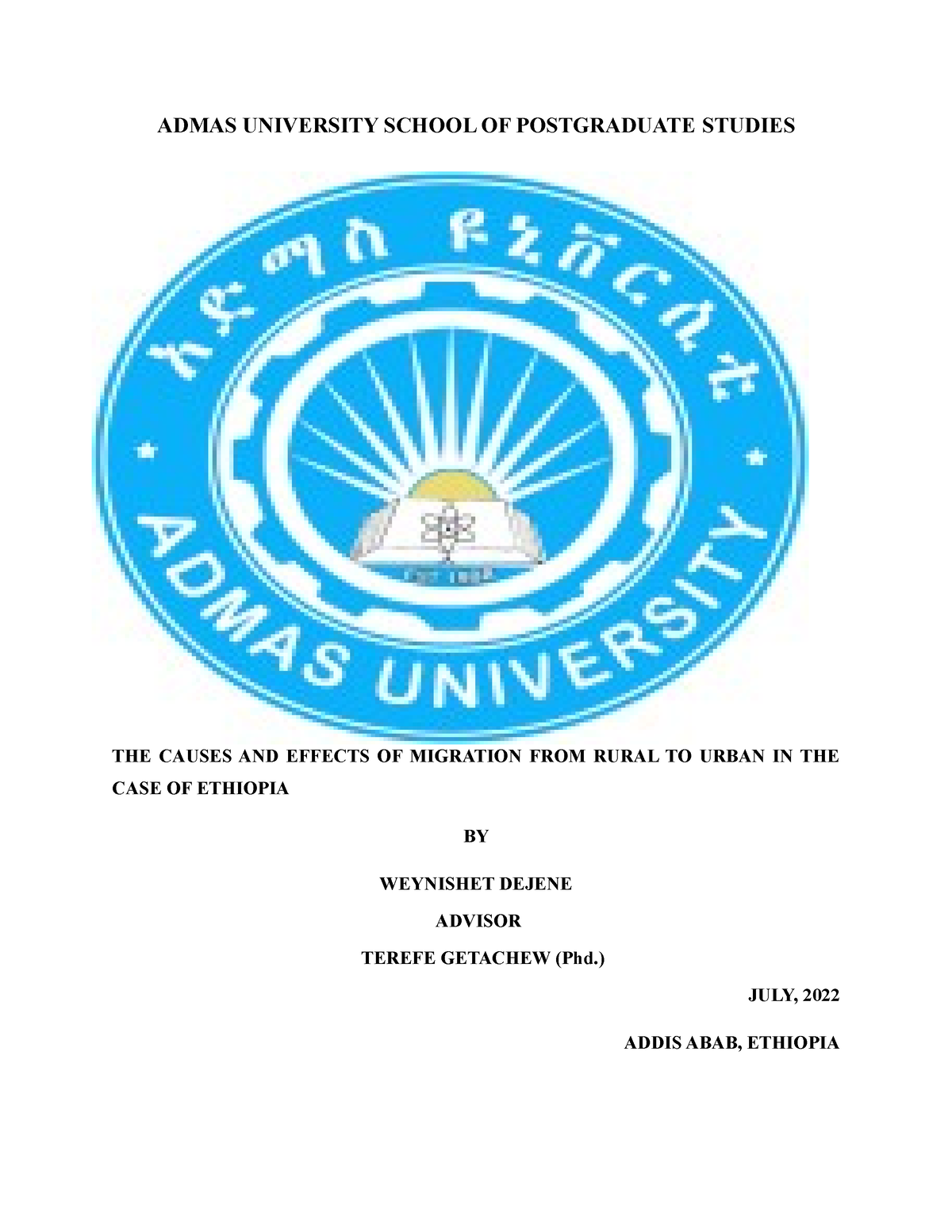 admas university research paper