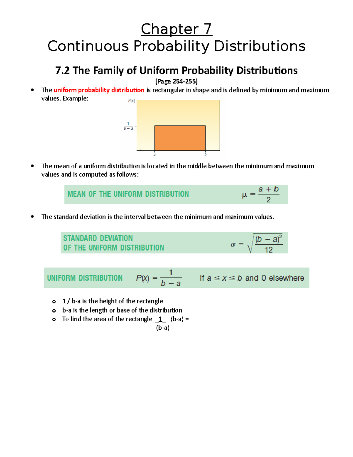 Chapter 7 Notes Continuous Probability Distributions.docx - Chapter 7 ...