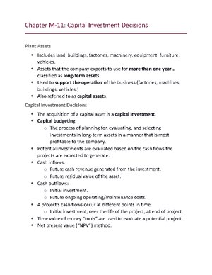 M-1 Accounting II Notes - Chapter 1: Introduction To Managerial ...