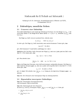 Kapitel 1 - Zusammenfassung Mathematik 1 Für Ingenieure - Mathematik ...