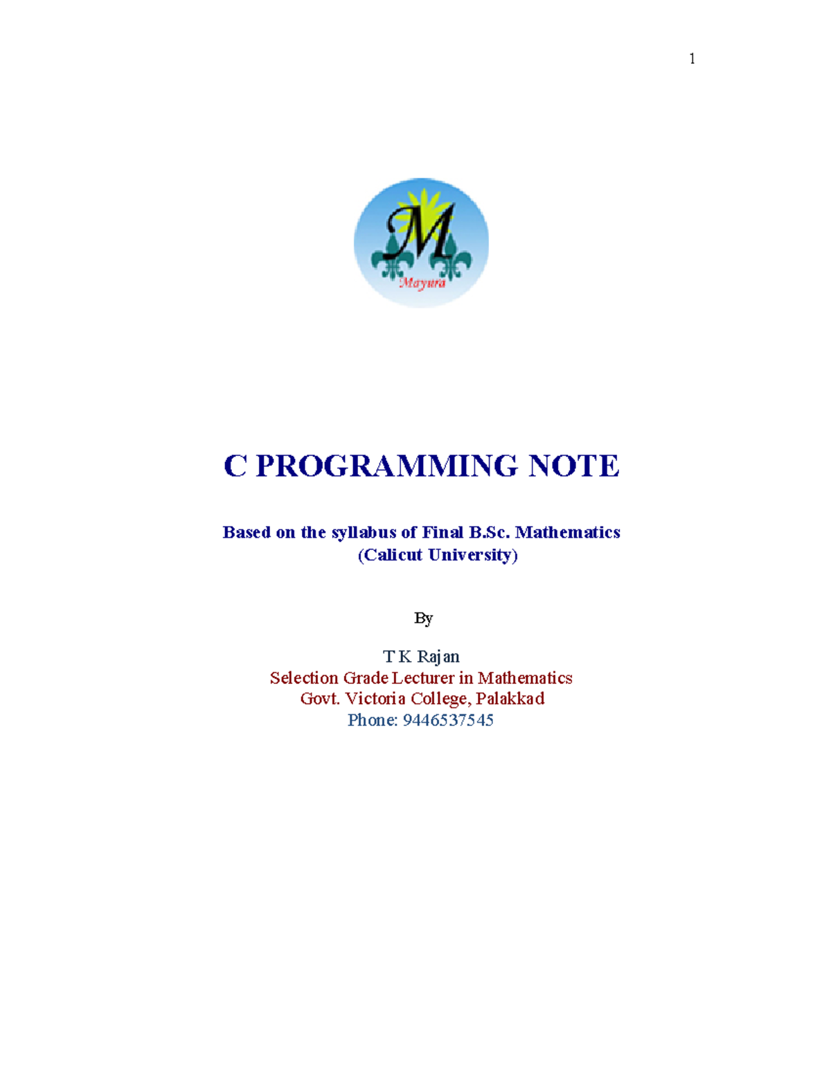 C Notes-At a glance - The total summury of C Language SEM-1 - - Studocu