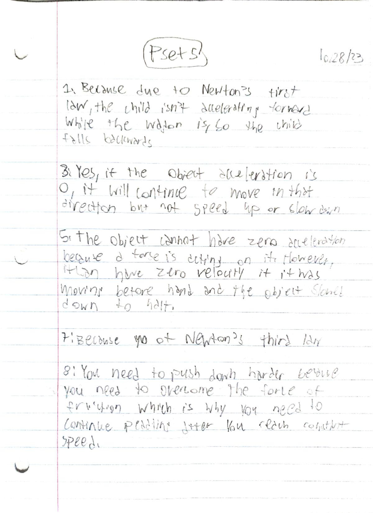 PSET 5 Assignment - (Psets 1, Belse due to Ne/Bons tirst law, the child ...