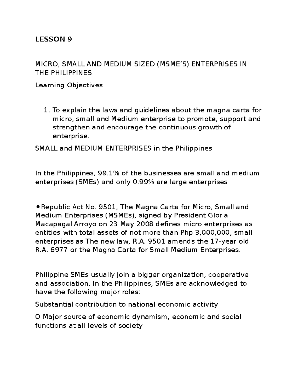 Entrepreneurship - Micro, Small AND Medium Sized Enterprises IN-THE ...