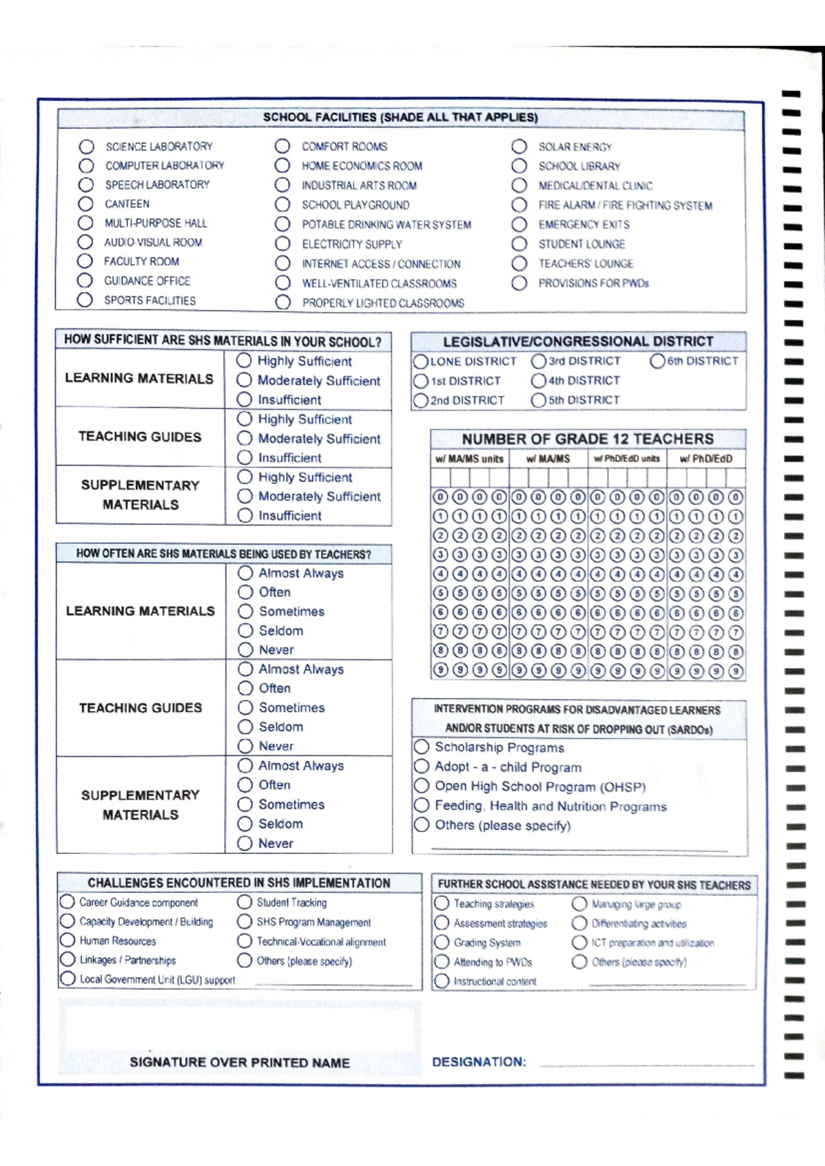 School-Header-b - NCAE - SCHOOL FACILITIES (SHADE ALL THAT APPLIES ...