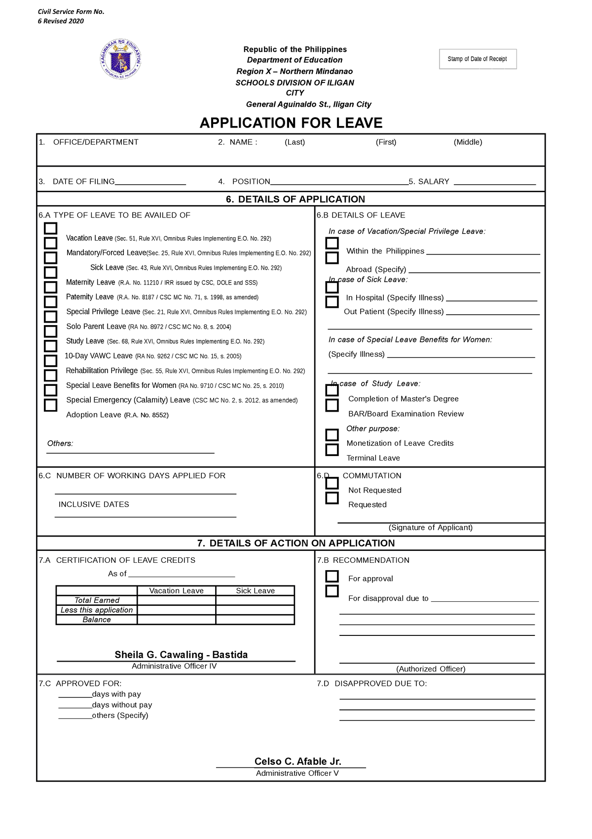 application-of-leave-form-6-civil-service-form-no-6-revised-2020