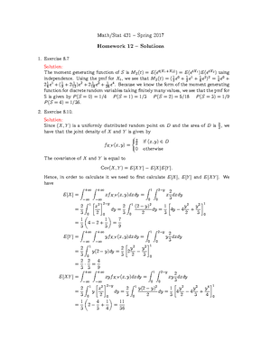 Math 431 01 solutions - Math 431 – Spring 2017 Homework 1 – Solutions ...