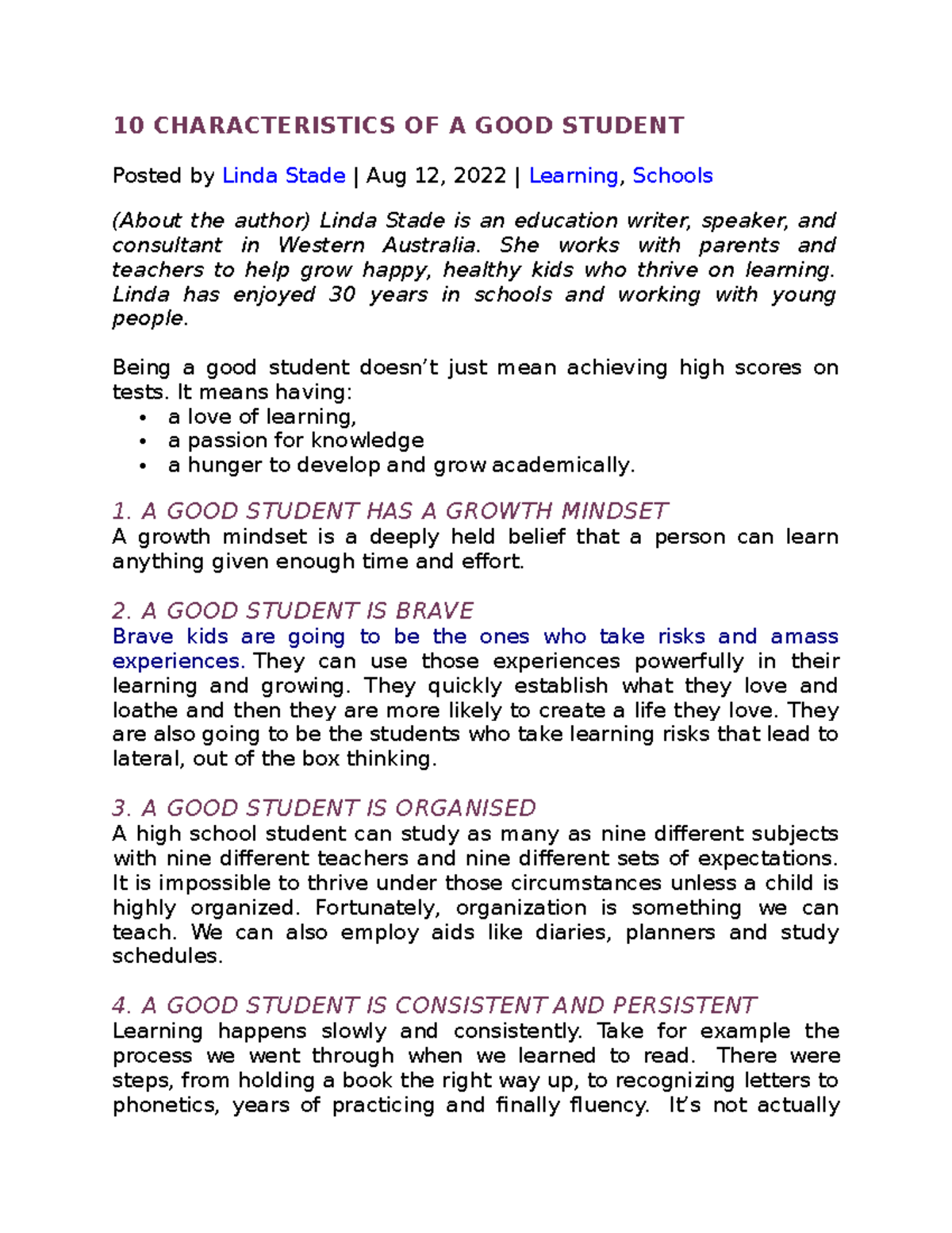 10- Characteristics-OF-A-GOOD- Student-good-material-for-RA - 10 ...