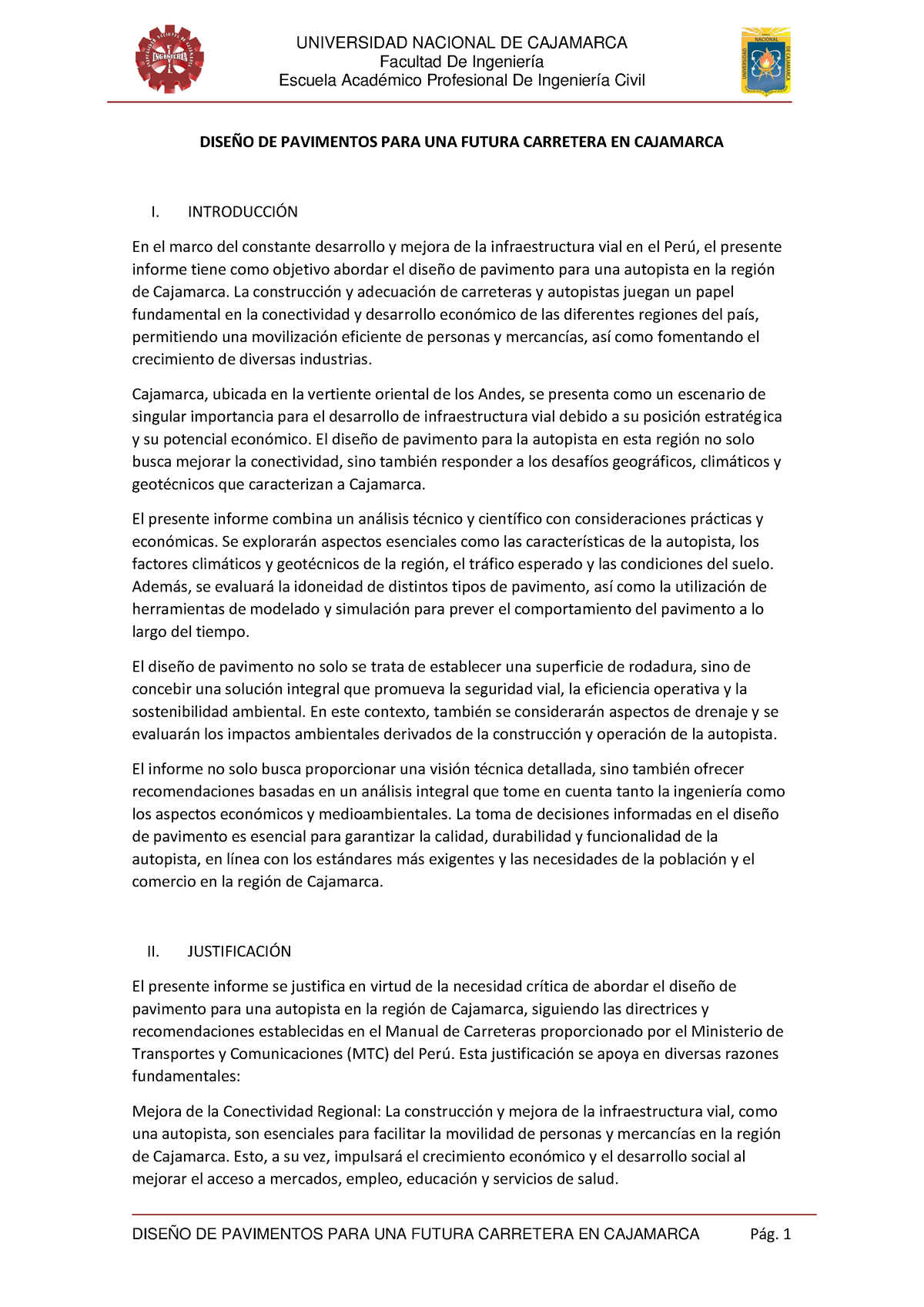 Informe Pavimentos - Facultad De Ingeniería Escuela Académico ...