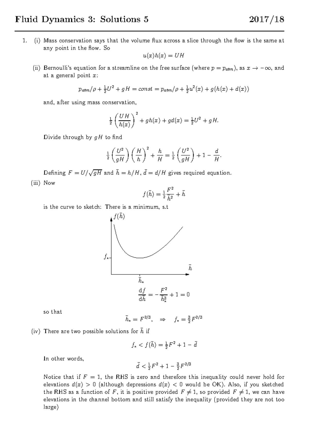 MATH33200 2017-2018 Problem Sheet 5 - Solutions - Fluid Dynamics 3 ...