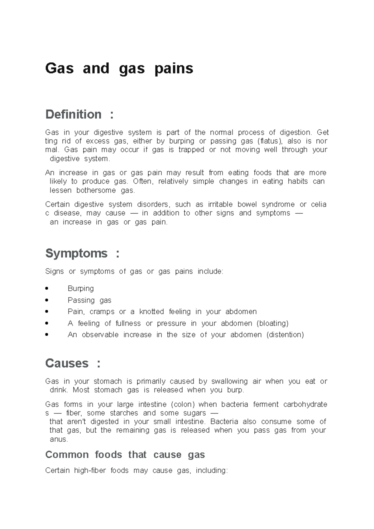 Gas and gas pains GasTandTgasTpainsT DefinitionT Studocu