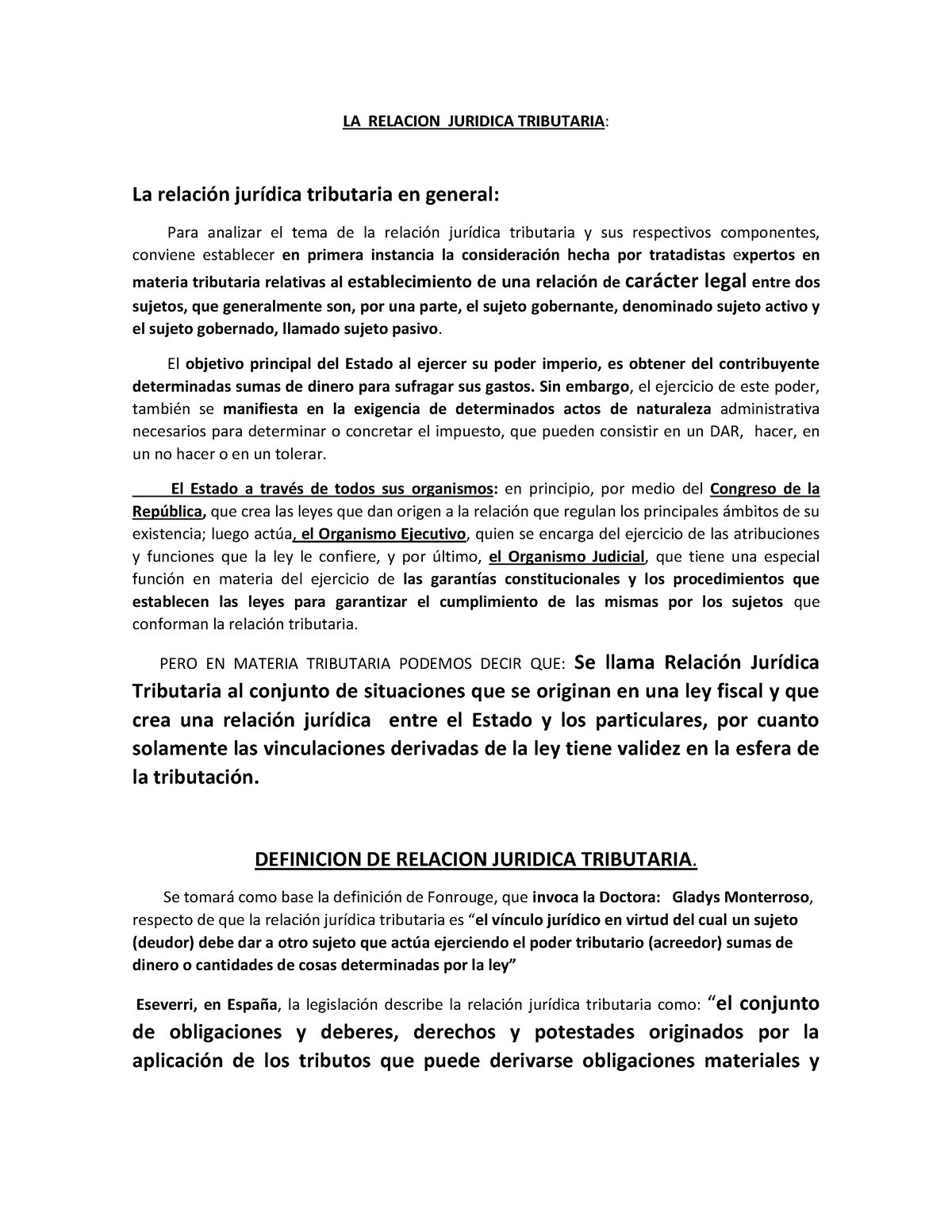 Tema Iv 2022 Rel Ju Trib La Relacion Juridica Tributaria La Relación