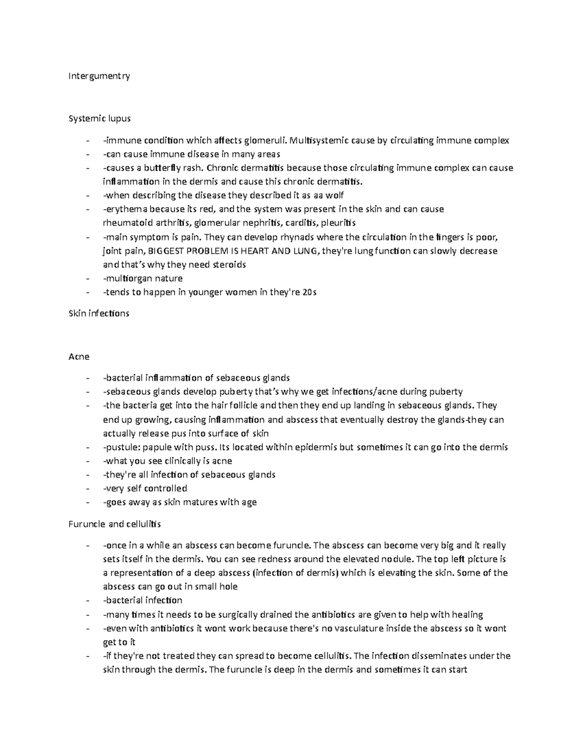 Integreumntry pt 2 - notes - Intergumentry Systemic lupus -immune ...