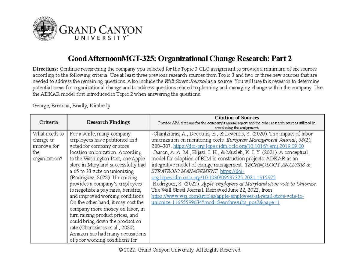 clc organizational change research part 2