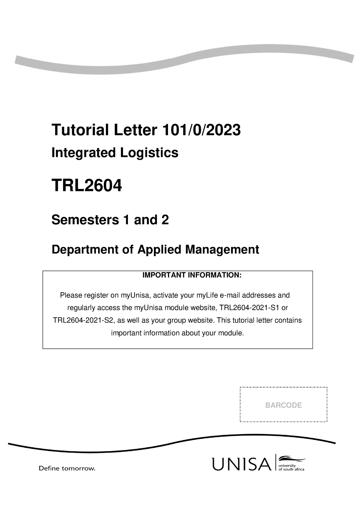 101 2023 3 B - Tutorial Letter - Tutorial Letter 101/ 0 / 2023 ...