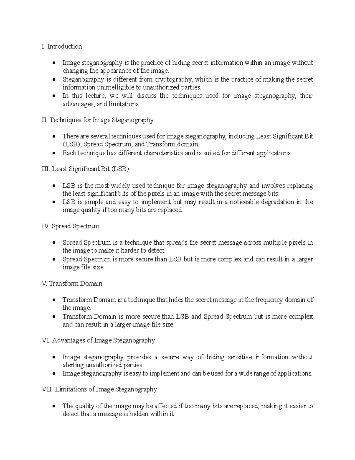 Steganography - ganga - I. Introduction Image steganography is the ...