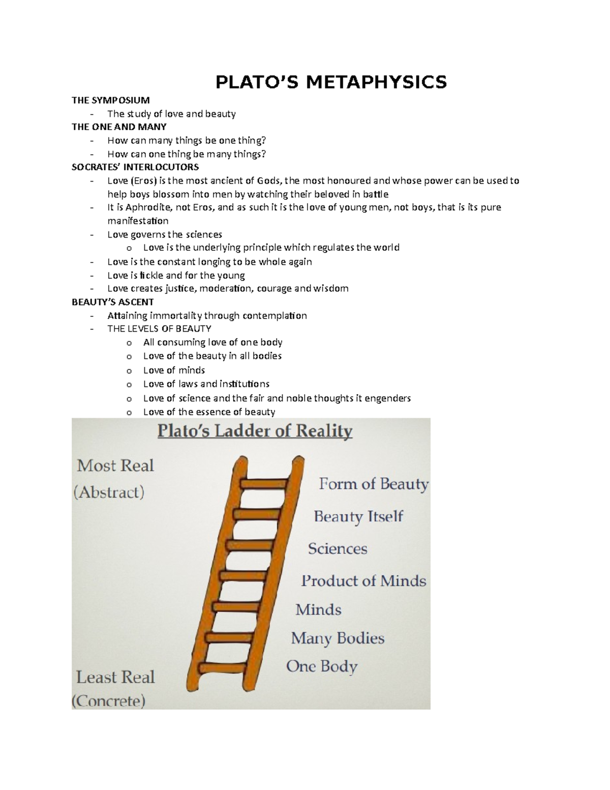 NC PHIL1101 PPT 2 Plato’s Metaphysics PLATO’S METAPHYSICS THE SYMPOSIUM The study of love