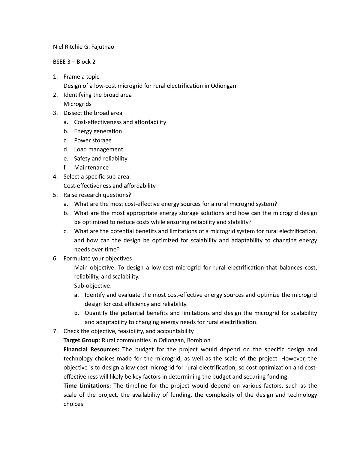 Microgrid - concept - Niel Ritchie G. Fajutnao BSEE 3 – Block 2 Frame a ...