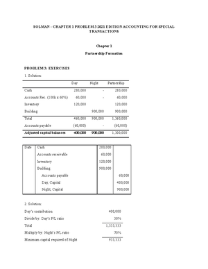 Solman - Chapter 1 Problem 4 2021 Edition Accounting FOR Special ...