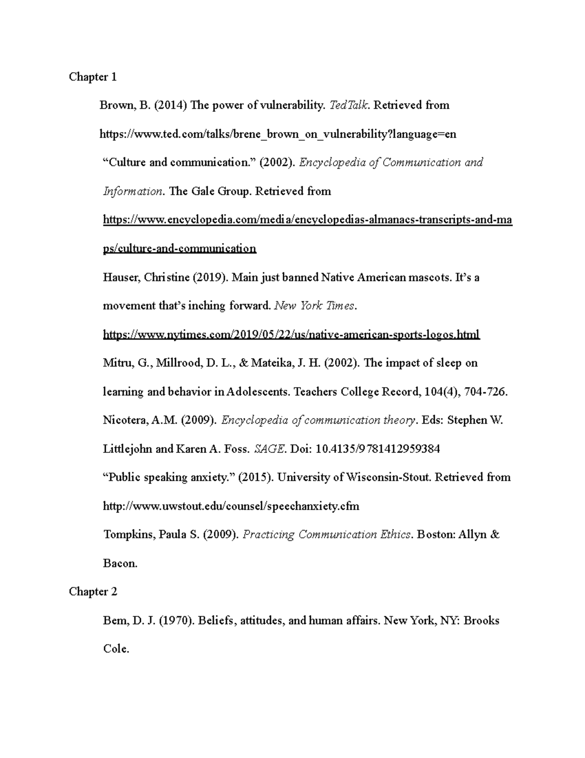 Comm 105 - Speak Out Notes References Pt1 - Chapter 1 Brown, B. (2014 ...