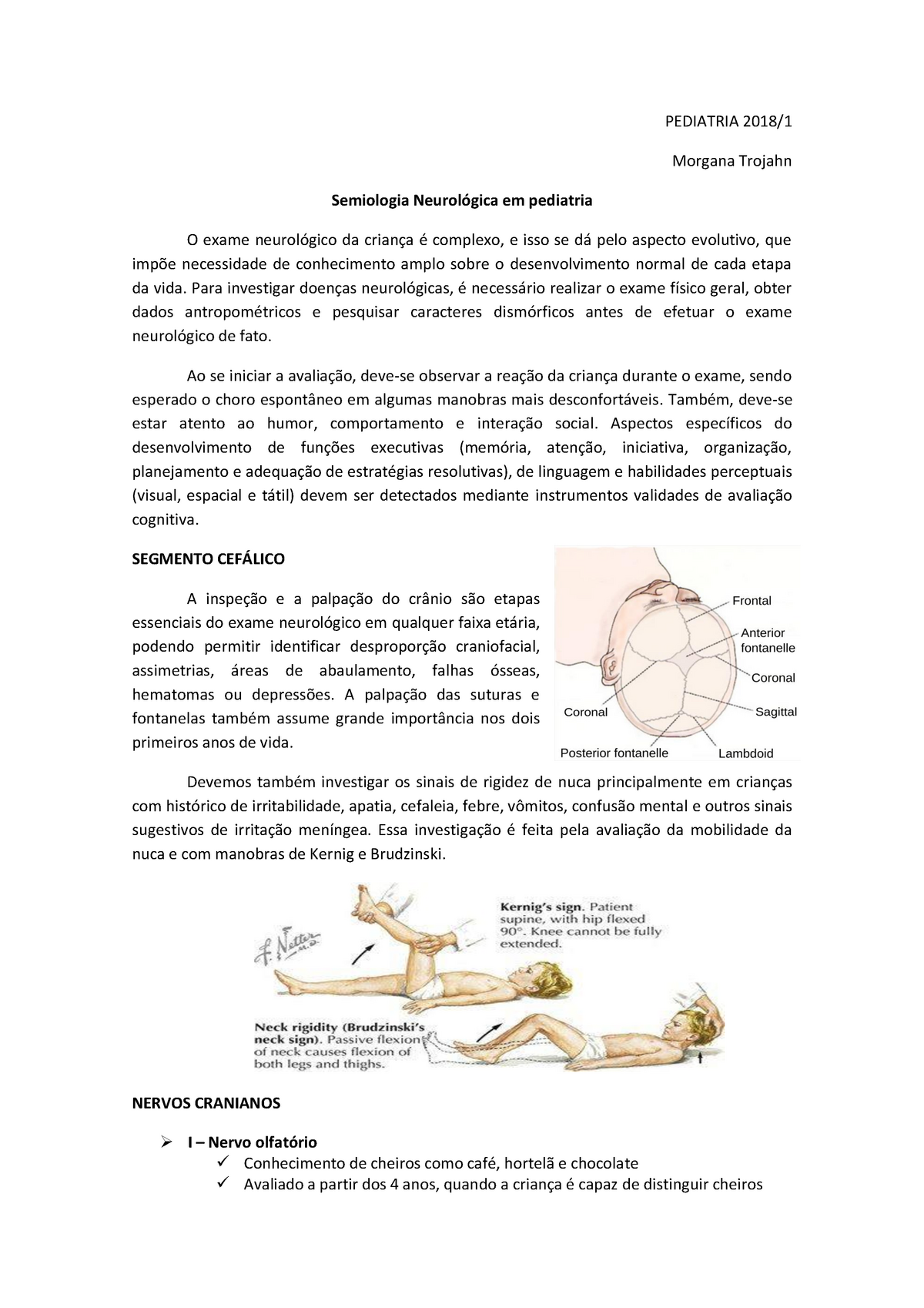 Semiologia Pediátrica Neurológica Pediatria Morgana Trojahn Semiologia Em Pediatria O Exame Da 0897