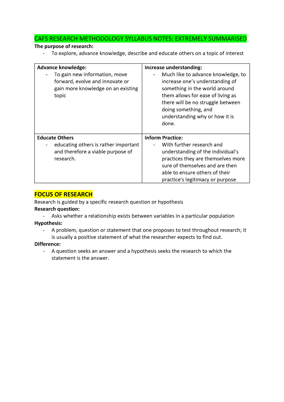 secondary research methods cafs