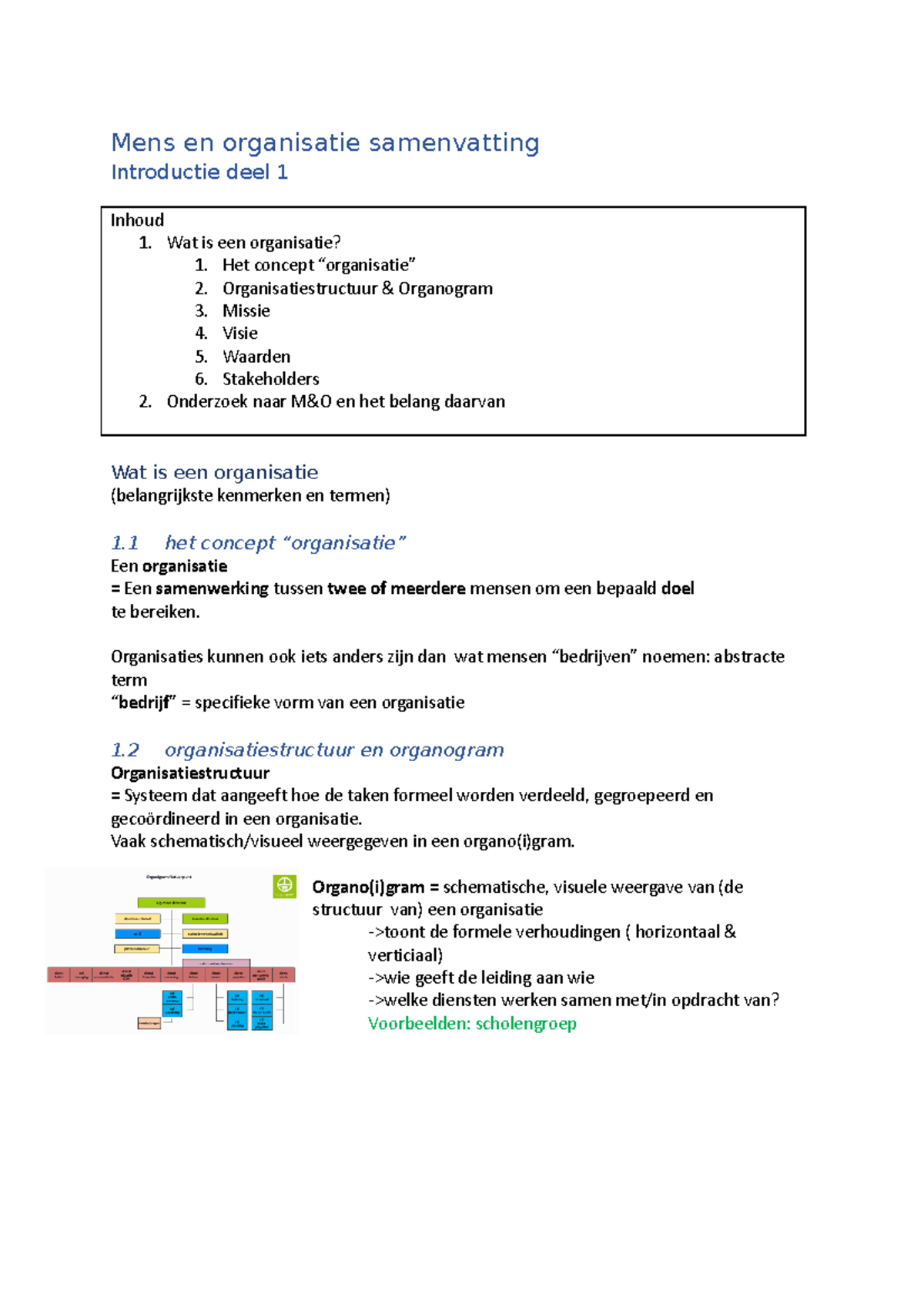 Mens En Organisatie Samenvatting Mens En Organisatie Samenvatting