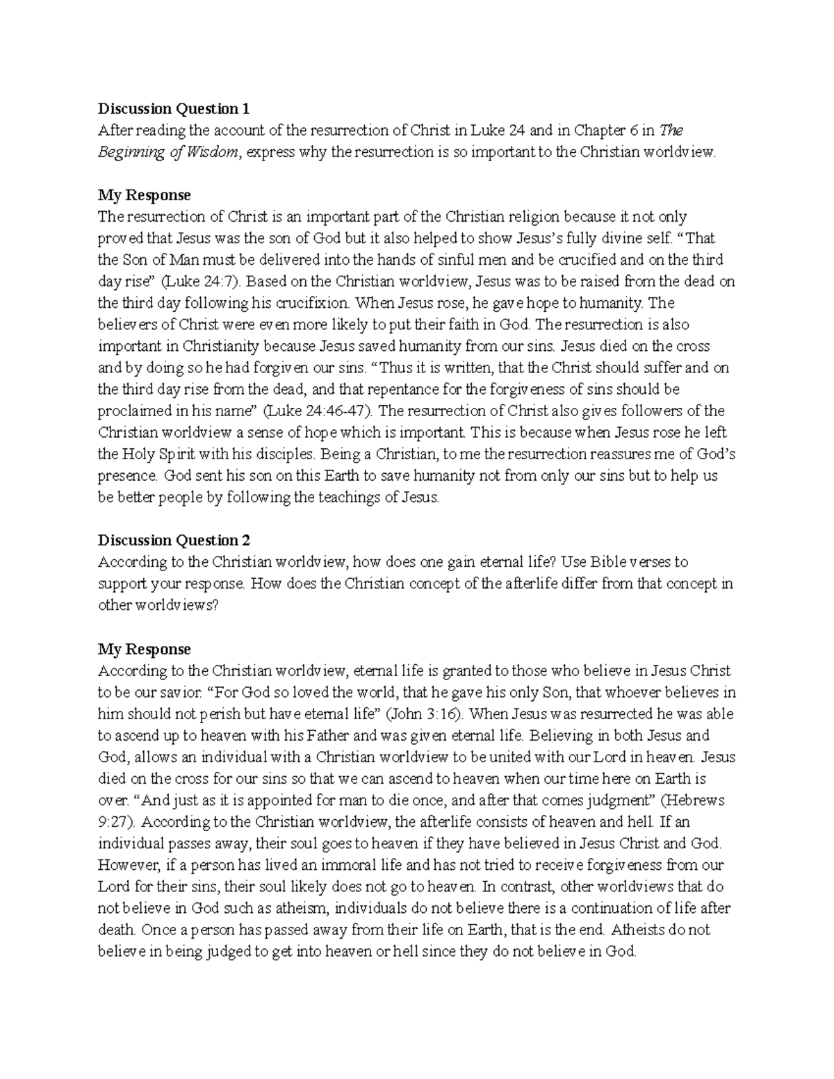 CWV Topic 5 Discussion Question 1 After reading the account of the