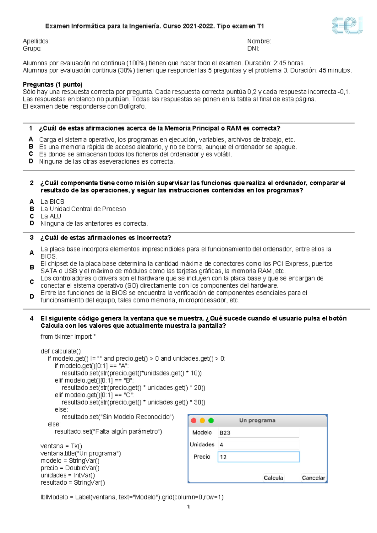 Examen Mayo - Examen Informática para la Ingeniería. Curso 20 21-20 22 ...