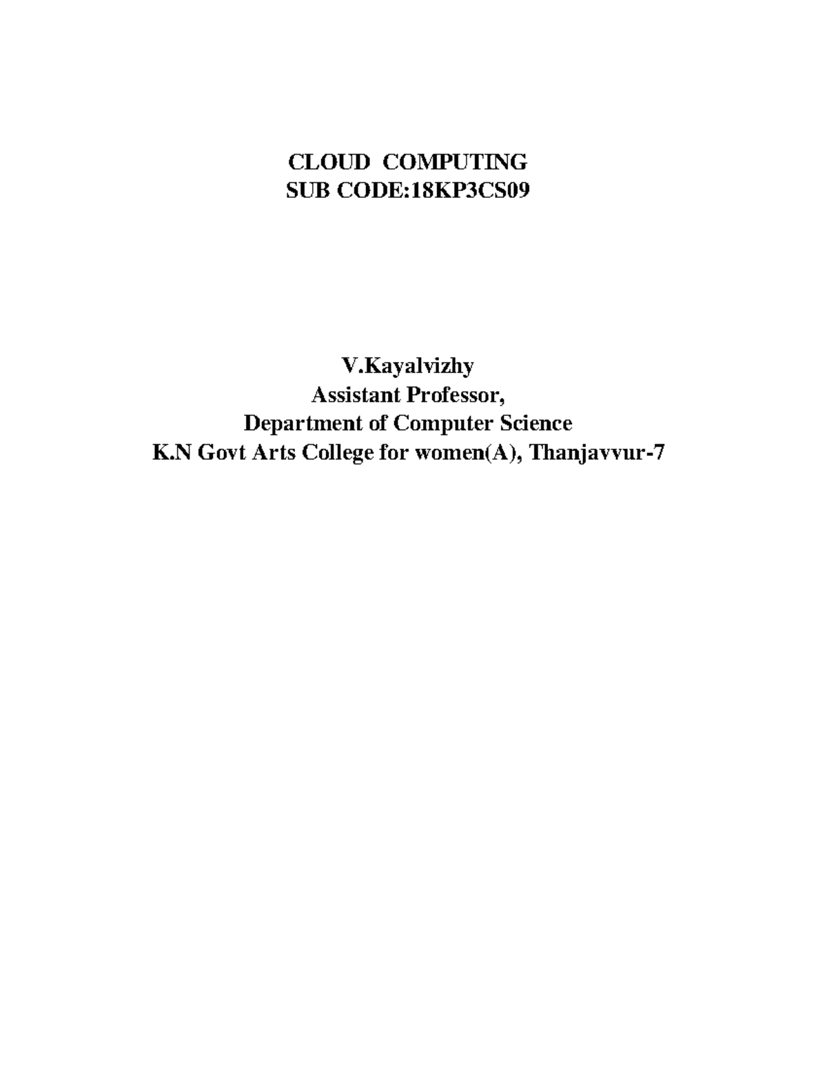 Cloud Computing For BCA Second Year And Msc Final Year. - CLOUD ...