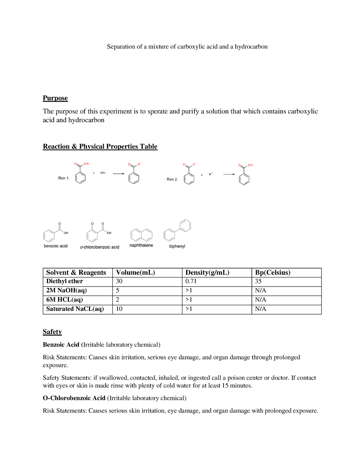 Ochem Lab Report 2 - Experiment 1 - Separation Of A Mixture Of ...