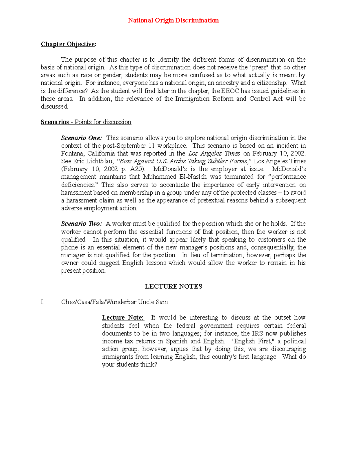 Ch11 National Origin Discrimination - National Origin Discrimination ...