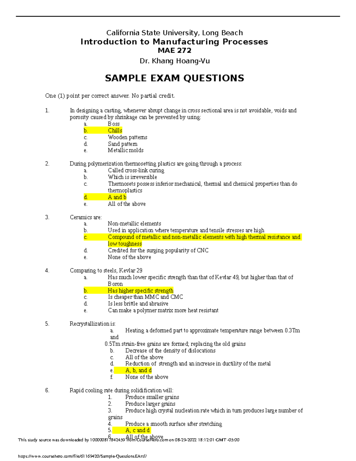 Sample Questions EA - California State University, Long Beach ...
