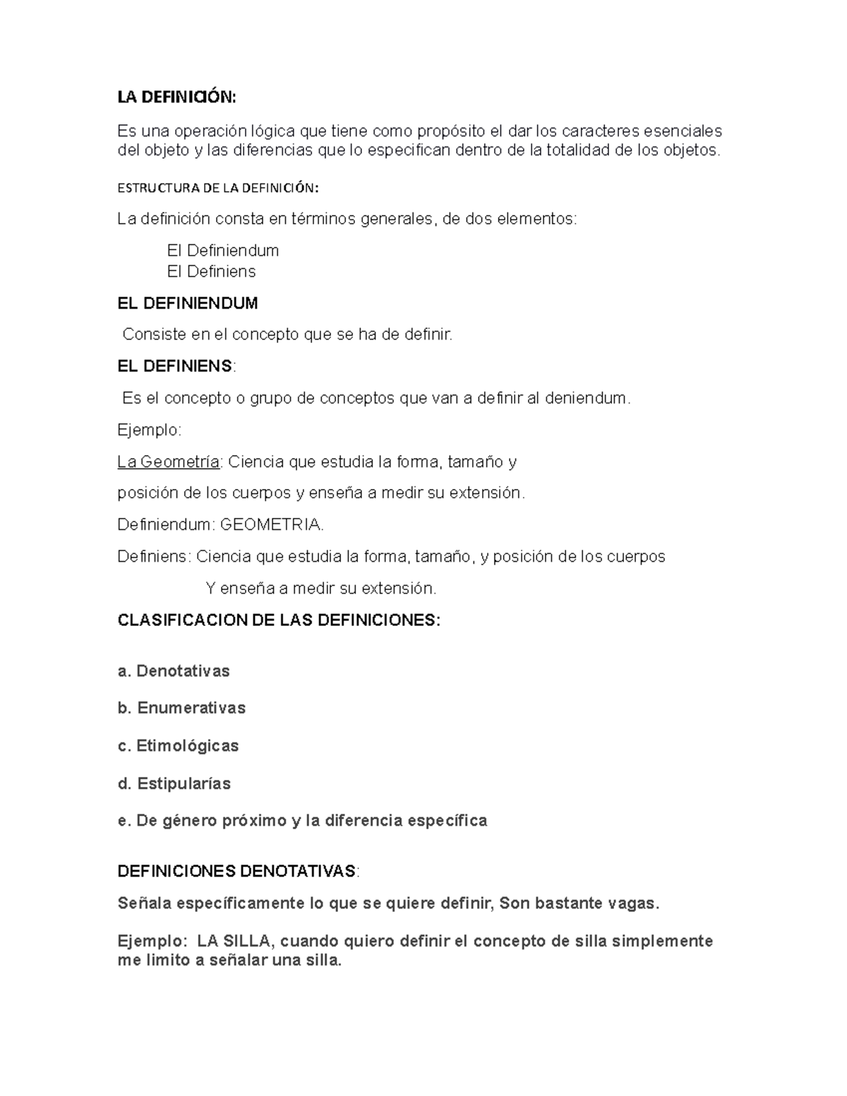 LA Definición - formas de definicion - LA DEFINICIÓN: Es una operación ...