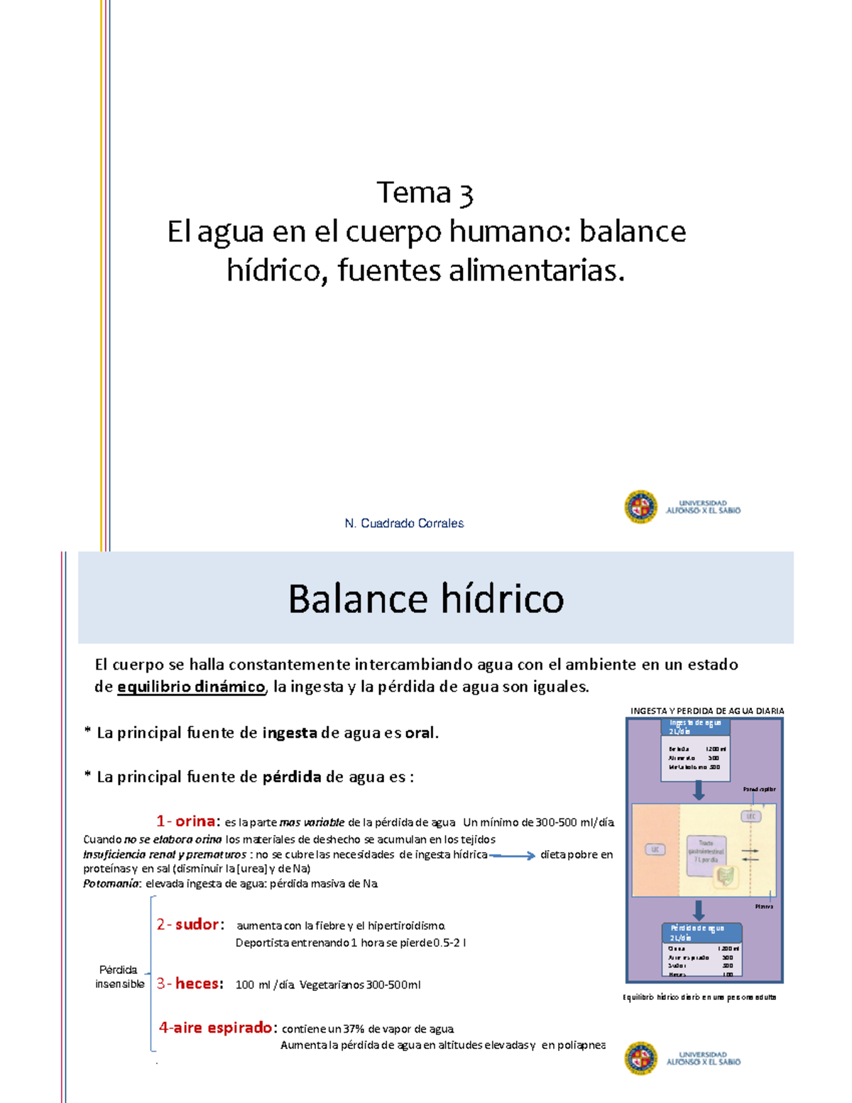 Bioqu 3 - Tema 3 El Agua En El Cuerpo Humano: Balance HÌdrico, Fuentes ...